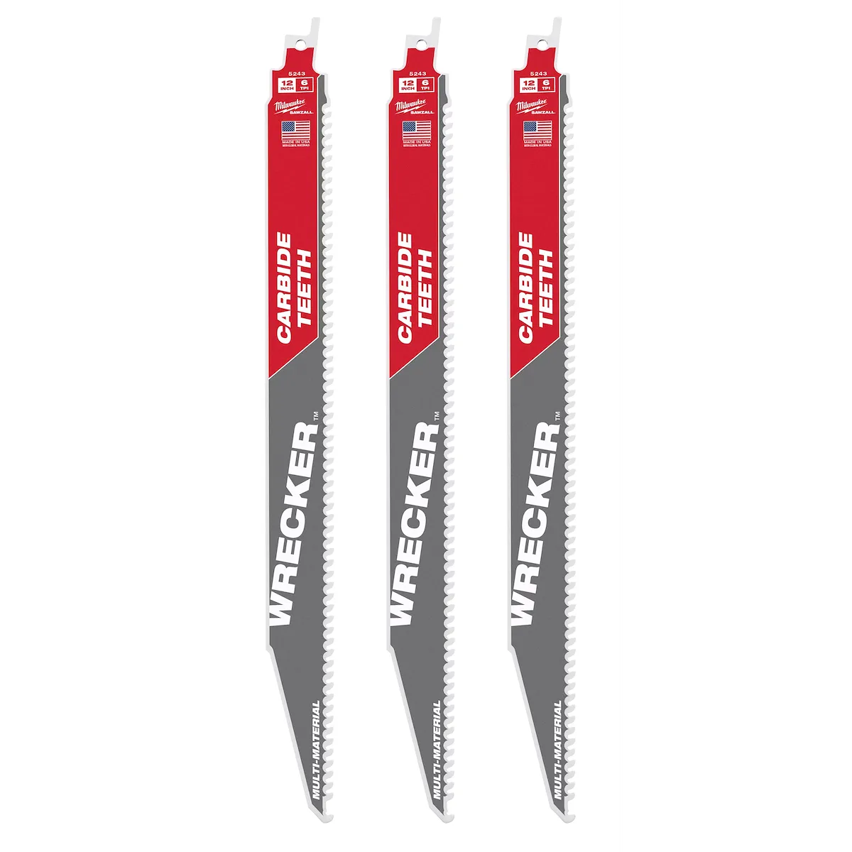 (3PK) 12" 6 TPI WRECKER™ w/ Carbide Teeth SAWZALL® Blade