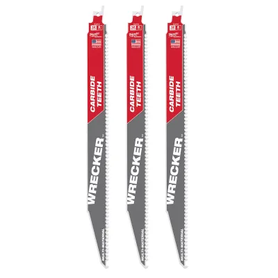 (3PK) 12" 6 TPI WRECKER™ w/ Carbide Teeth SAWZALL® Blade