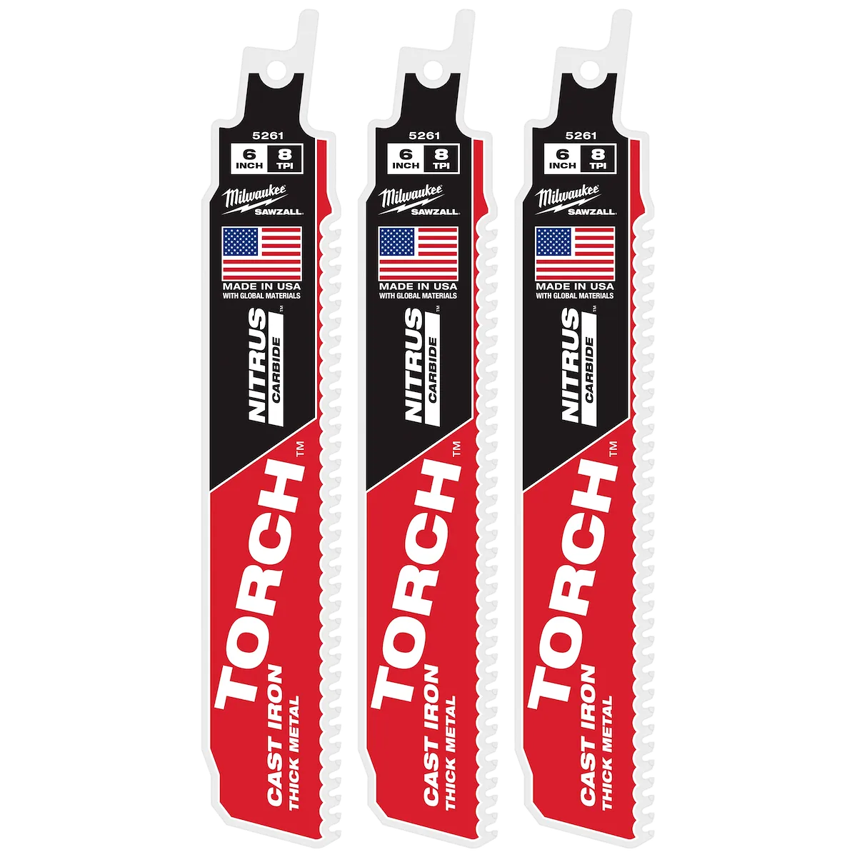 (3PK) 6" 8TPI Torch™ for CAST IRON w/ Nitrus Carbide™