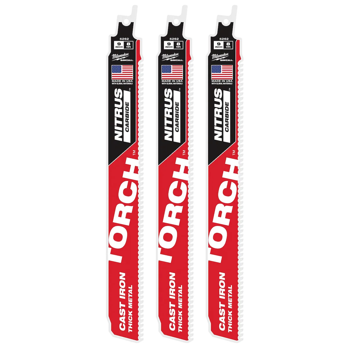 (3PK) 9" 8TPI Torch™ for CAST IRON w/ Nitrus Carbide™