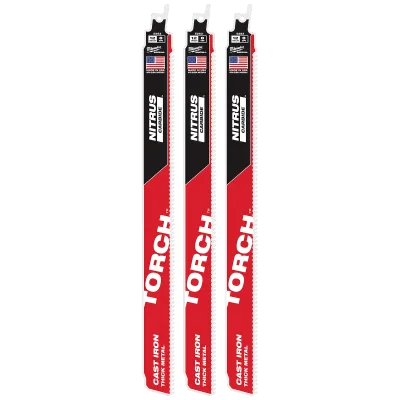 (3PK) 12" 8 TPI TORCH™ w/ NITRUS Carbide™ SAWZALL® Blade