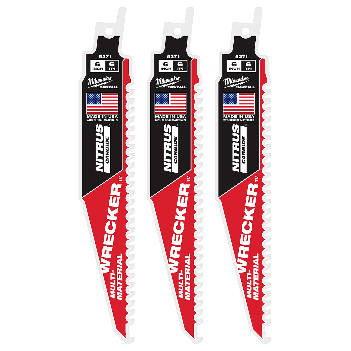 (3PK) 6" Wrecker™ w/ Nitrus Carbide™ Sawzall® Blade