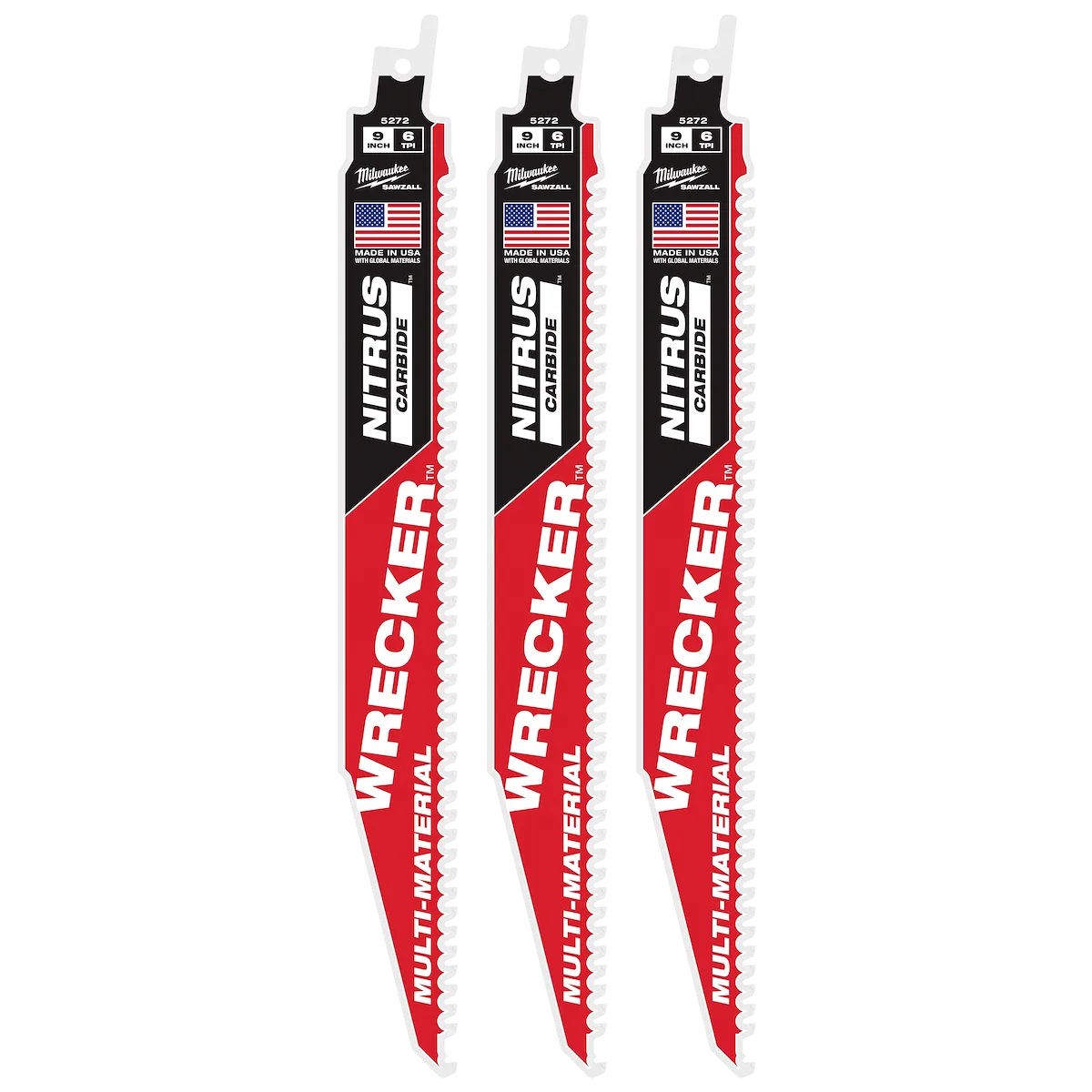 (3PK) 9" Wrecker™ w/ Nitrus Carbide™ Sawzall® Blade