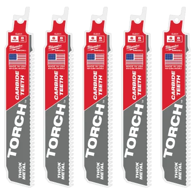 (5PK) 8TPI 6" TORCH™ w/ Carbide Teeth SAWZALL® Blade
