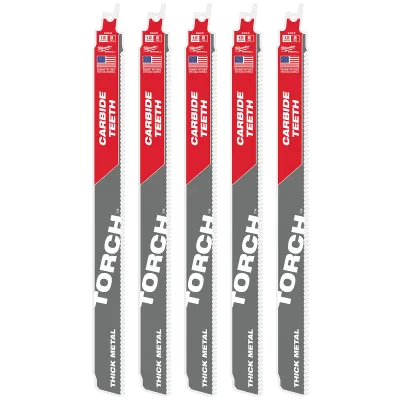 (5PK) 12" 8 TPI TORCH™ w/ Carbide Teeth SAWZALL® Blades