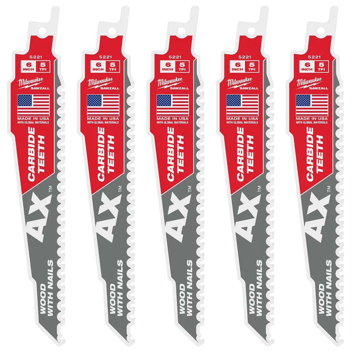 (5PK) 6" 5T the AX™ w/ Carbide Teeth SAWZALL® Blade