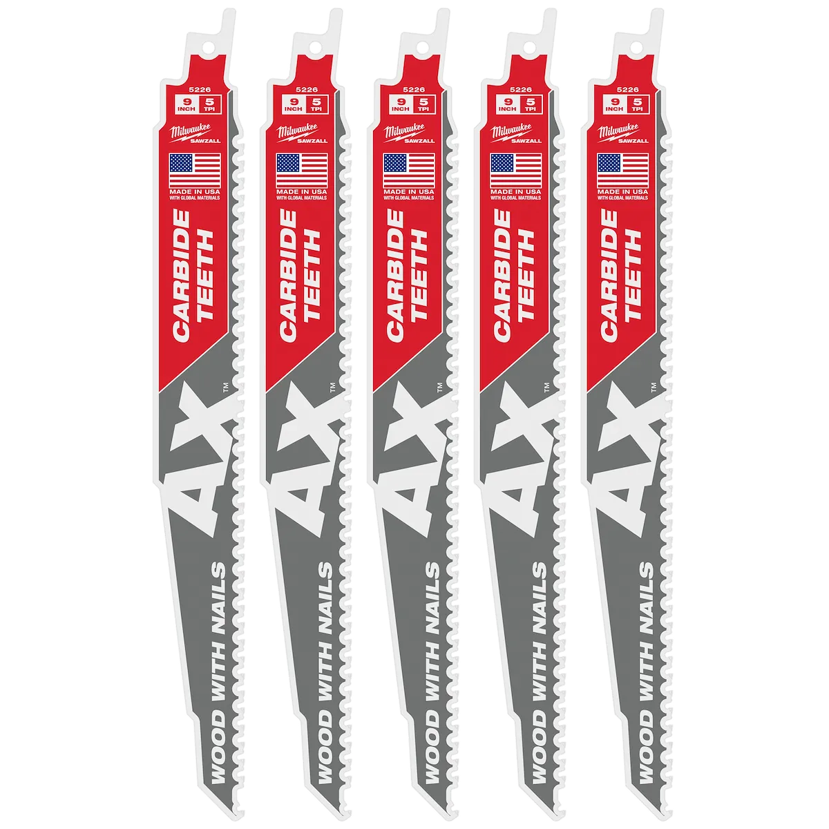 (5PK) 9" 5T the AX™ w/ Carbide Teeth SAWZALL® Blade