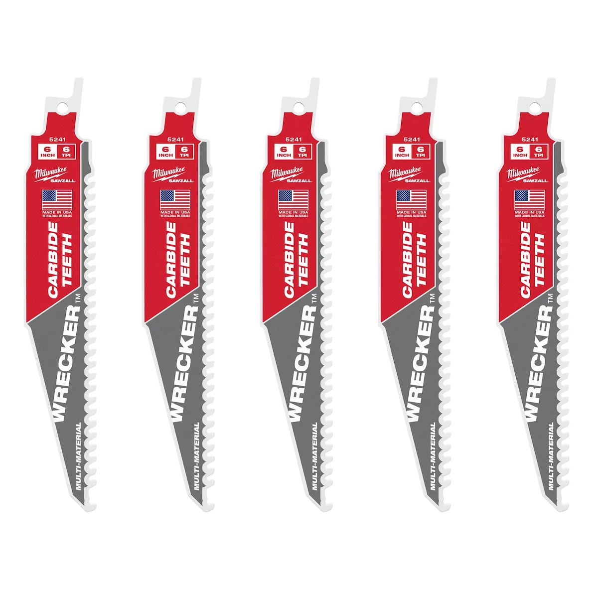 (5PK) 6" 6 TPI WRECKER™ w/ Carbide Teeth SAWZALL® Blade