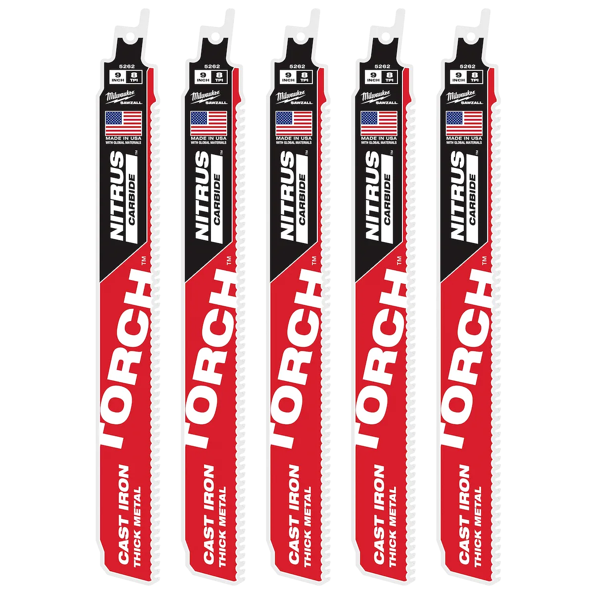 (5PK) 9" 8TPI Torch™ for CAST IRON w/ Nitrus Carbide™