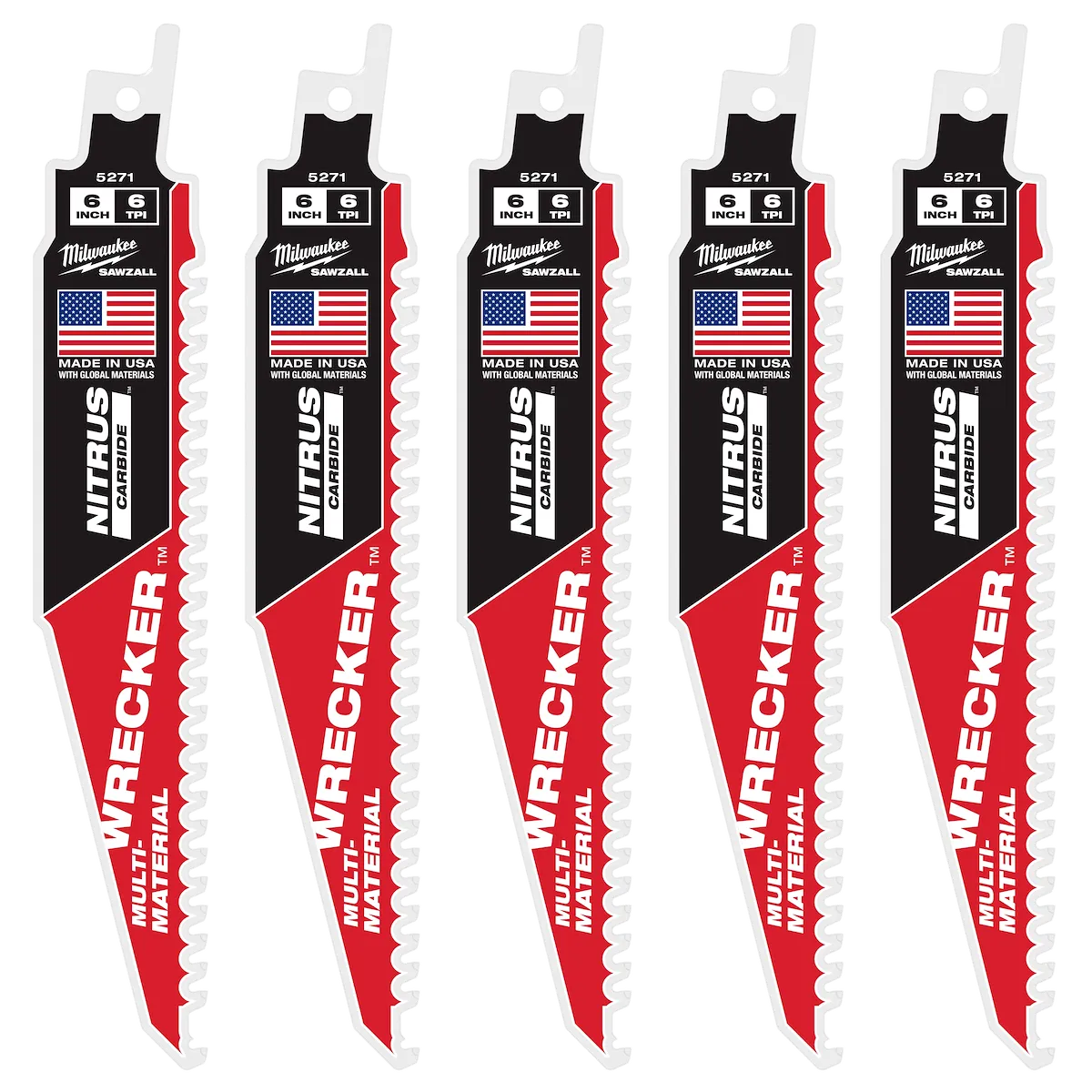 (5PK) 6" Wrecker™ w/ Nitrus Carbide™ Sawzall® Blade