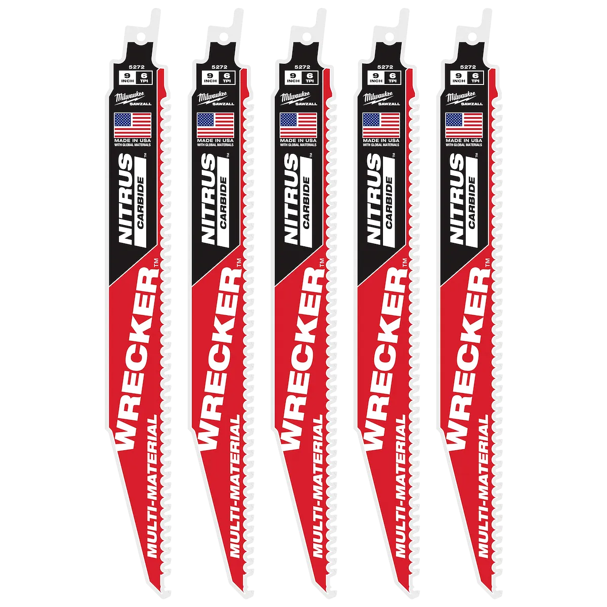 (5PK) 9" Wrecker™ w/ Nitrus Carbide™ Sawzall® Blade