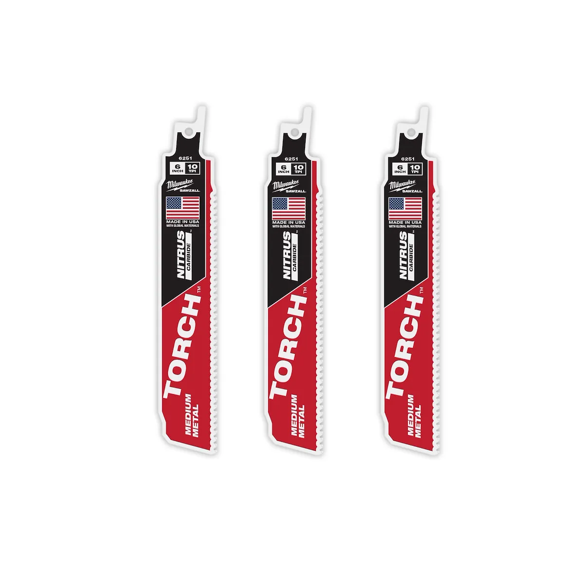 (3PK) 6" 10TPI the TORCH™ with NITRUS CARBIDE™ Teeth for Medium Metal