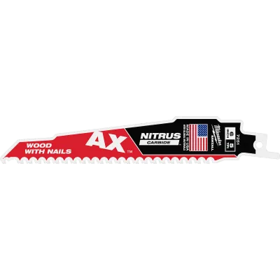 6" 5 TPI AX™ w/NITRUS™ Carbide Teeth SAWZALL® Blade for Wood with Nails