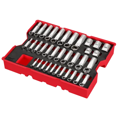 65 pc. 1/4”, 3/8”, & 1/2” Drive SAE Socket Set