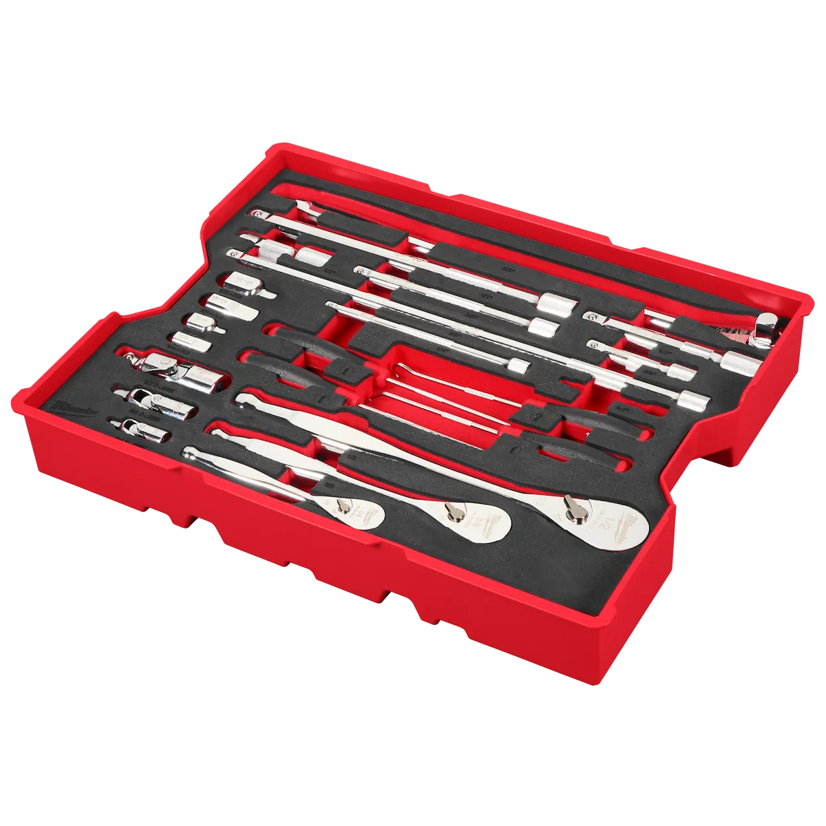 23 pc. 1/4”, 3/8”, & 1/2” Drive Ratchet and Accessory Set