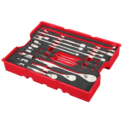23 pc. 1/4”, 3/8”, & 1/2” Drive Ratchet and Accessory Set