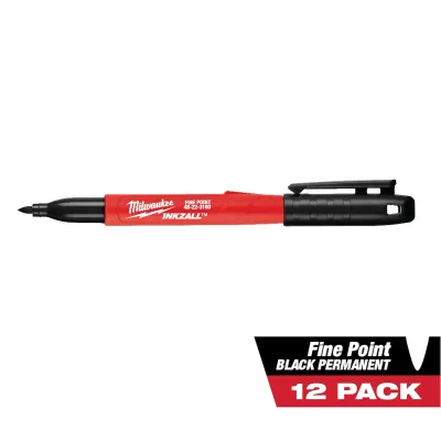 (12PC) INKZALL™ Fine Point Black Marker