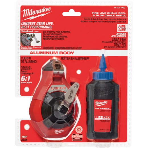 100' Fine Line Chalk Kit 2/ Blue Chalk