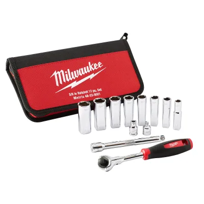12PC 3/8" Drive Metric Ratchet & Socket Set