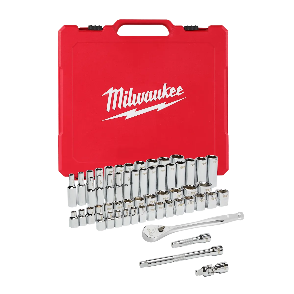 3/8" 56PC Drive Ratchet & SAE/Metric Socket Set | MILWAUKEE® Tool