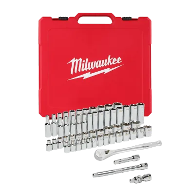 3/8" 56PC Drive Ratchet & SAE/Metric Socket Set | MILWAUKEE® Tool