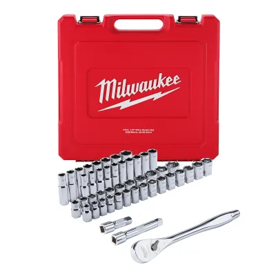 (46PC) SAE & Metric 1/2" Drive Ratchet & Socket Set