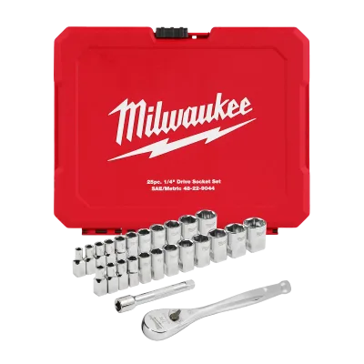 25PC 1/4" Drive Metric & SAE Ratchet and Socket Set