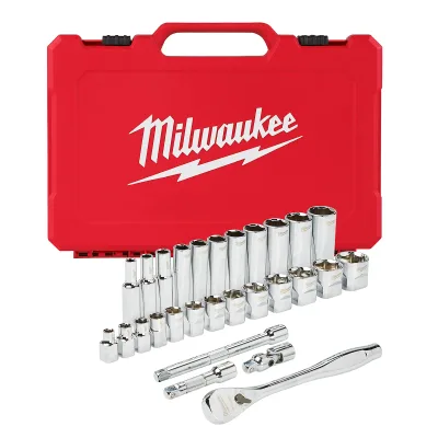 3/8" 28PC Drive Ratchet & SAE Socket Set | MILWAUKEE® Tool