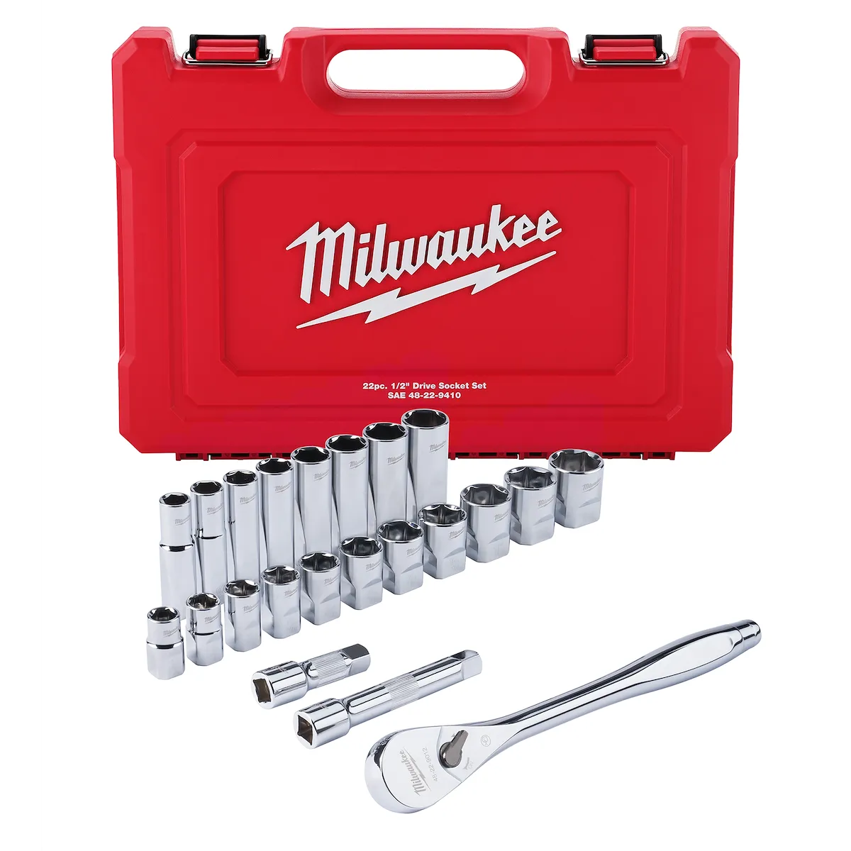 (22PC) SAE 1/2" Drive Ratchet & Socket Set