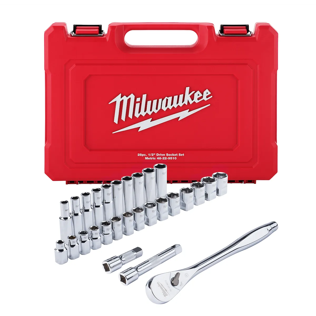 (28PC) Metric 1/2" Drive Ratchet & Socket Set