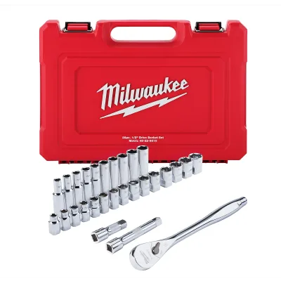 (28PC) Metric 1/2" Drive Ratchet & Socket Set