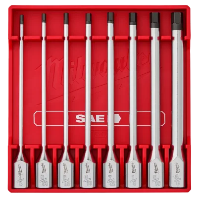 8PC 3/8" Drive Long Hex Bit Socket Set - SAE