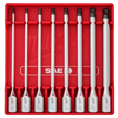 8PC 3/8" Drive Long Ball End Hex Bit Socket Set - SAE