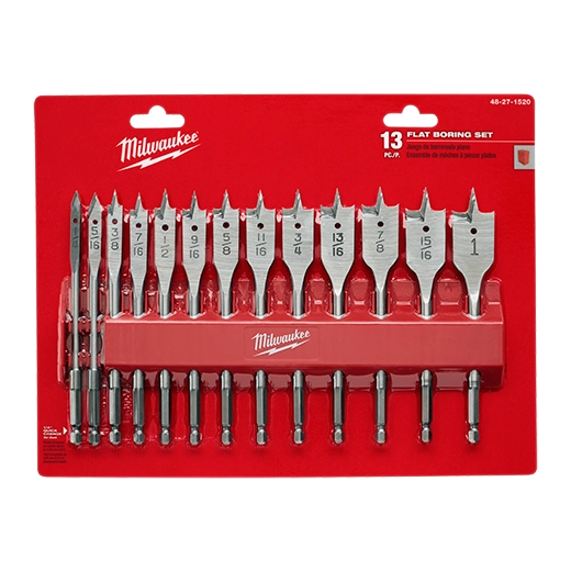 Milwaukee Tool 13 Piece Flat Boring Spade Bit Set 48-27-1520