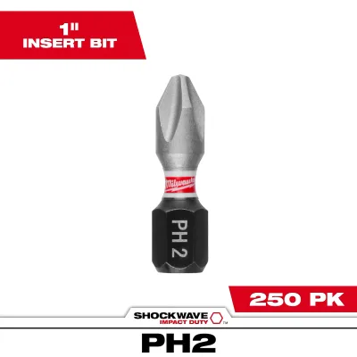 SHOCKWAVE™ 1" Impact Duty Phillips #2 Insert Driver Bits Bulk 250