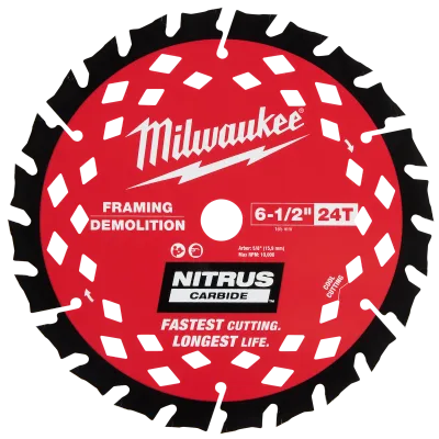 Milwaukee 6-1/2-Inch 24-Tooth NITRUS Carbide Framing & Demolition Circular Saw Blade — 2-Pack