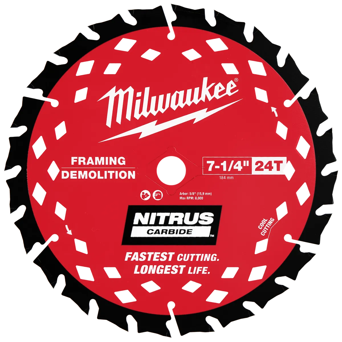 7-1/4” 24T NITRUS™ Carbide Framing & Demolition Circular Saw Blade Bulk 10