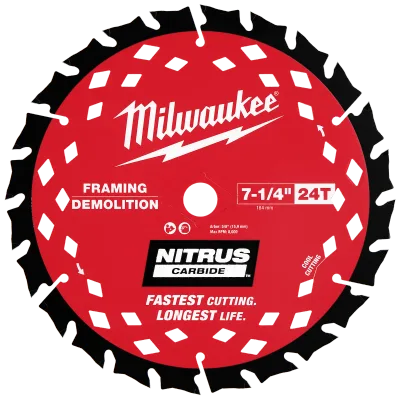 7-1/4” 24T NITRUS™ Carbide Framing & Demolition Circular Saw Blade Bulk 10