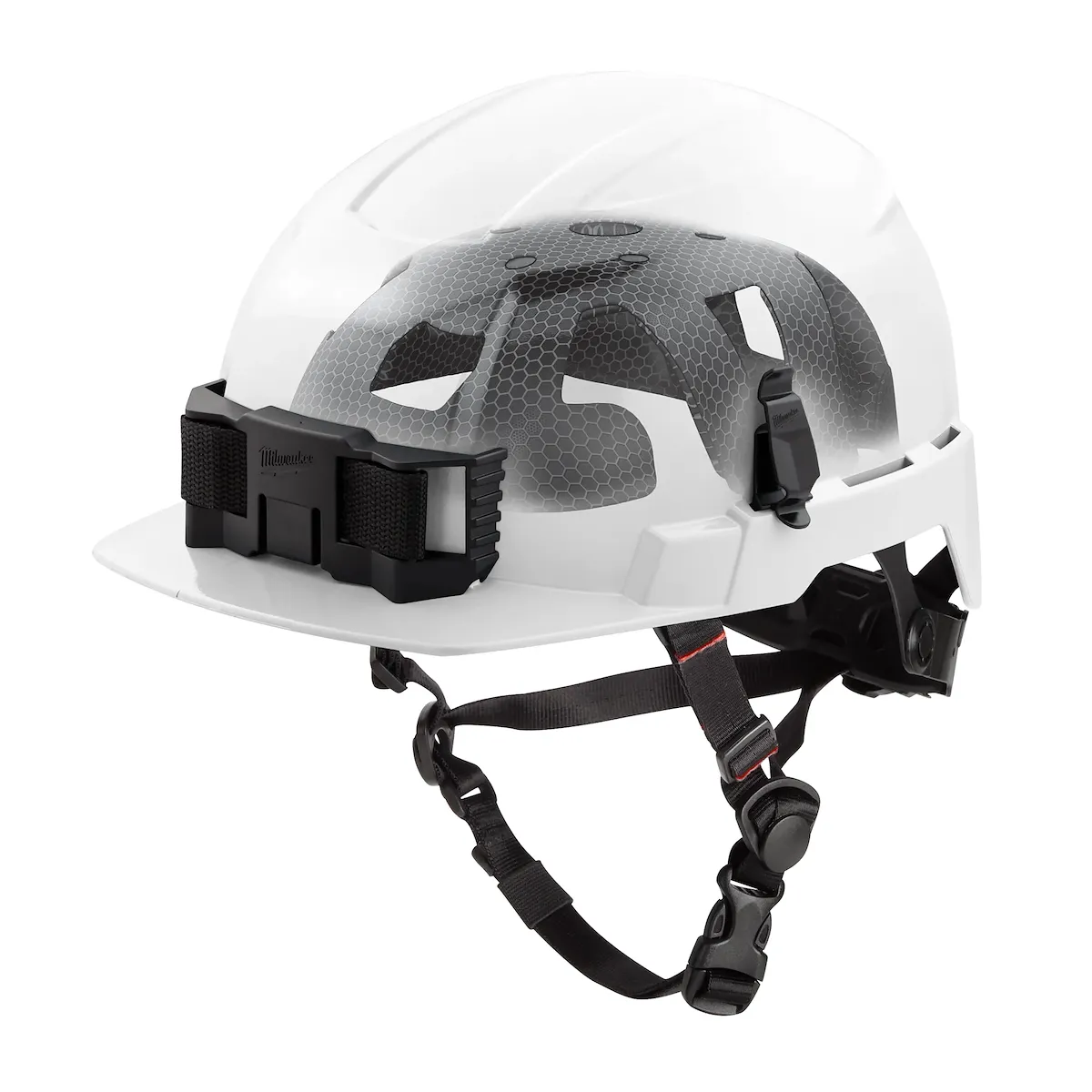 Class E BOLT™ White Front Brim Safety Helmet w/ IMPACT ARMOR™ Liner