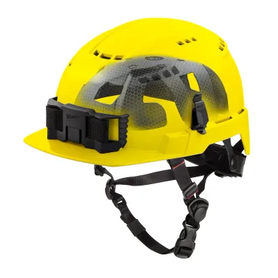 Class C BOLT™ Yellow Front Brim Vented Safety Helmet w/ IMPACT ARMOR™ Liner