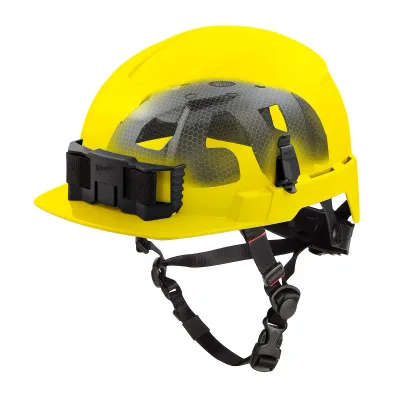 Class E BOLT™ Yellow Front Brim Safety Helmet w/ IMPACT ARMOR™ Liner