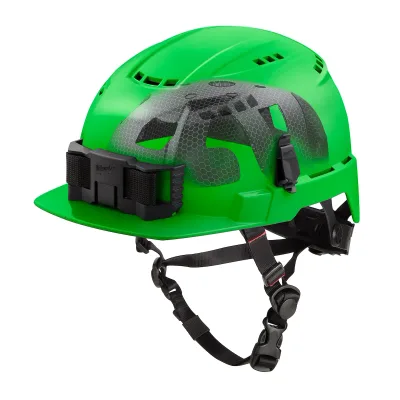 Class C BOLT™ Green Front Brim Vented Safety Helmet w/ IMPACT ARMOR™ Liner