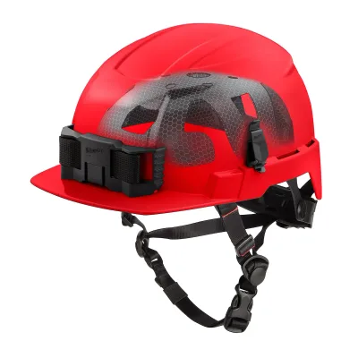 Class E BOLT™ Red Front Brim Safety Helmet w/ IMPACT ARMOR™ Liner