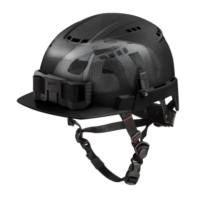 Class C BOLT™ Black Front Brim Vented Safety Helmet w/ IMPACT ARMOR™ Liner