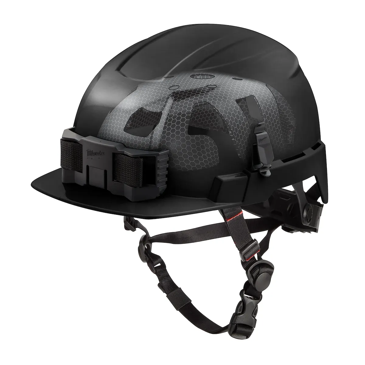 Class E BOLT™ Black Front Brim Safety Helmet w/ IMPACT ARMOR™ Liner