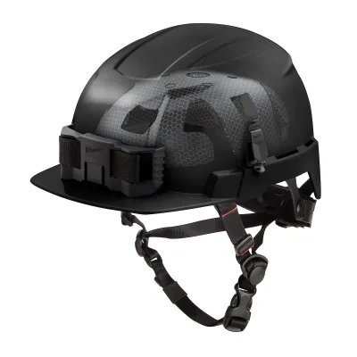 Class E BOLT™ Black Front Brim Safety Helmet w/ IMPACT ARMOR™ Liner