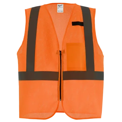 2X/3X - Class 2 High Visibility Orange Mesh One Pocket Safety Vest