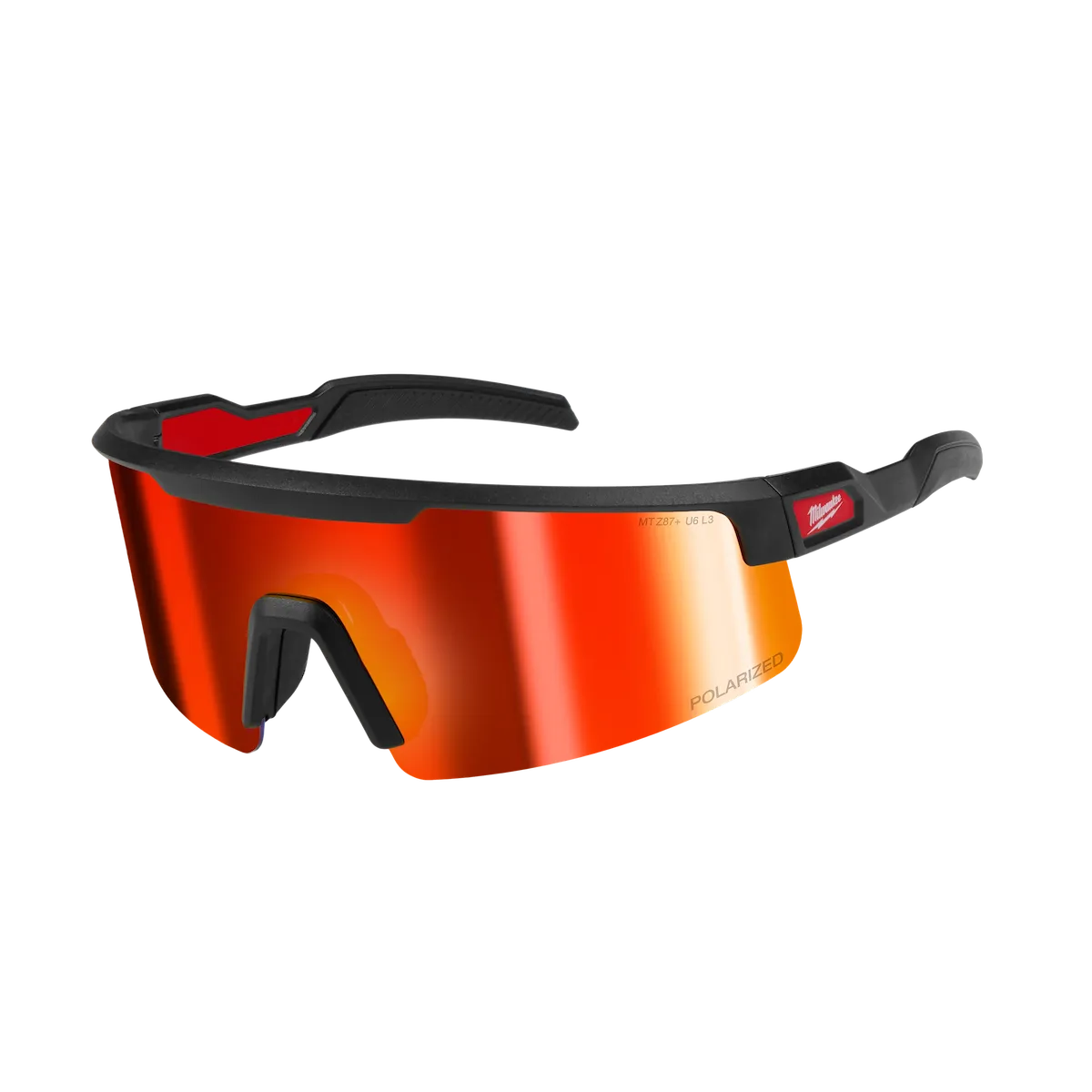 Polarized Wrap Around Safety Glasses - Red Mirrored Dual Coat Lens
