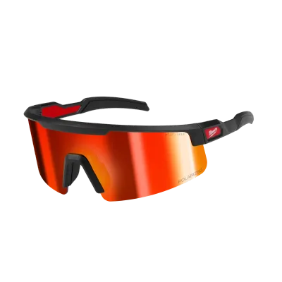 Polarized Wrap Around Safety Glasses - Red Mirrored Dual Coat Lens