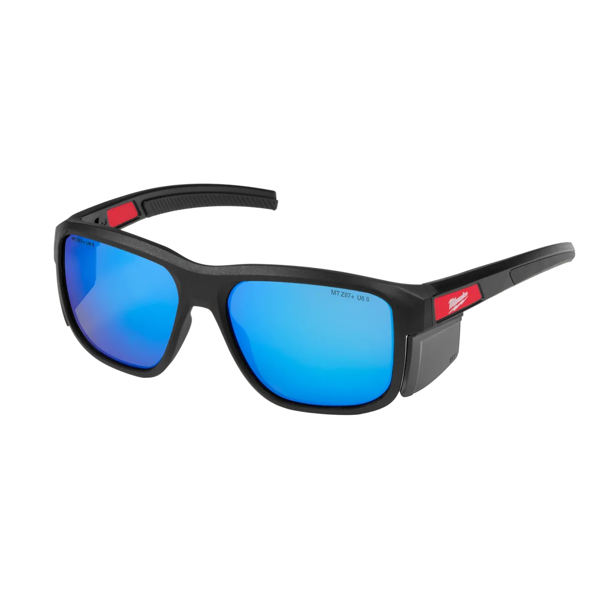 Full Frame Safety Glasses with Removable Side Shields - Blue Mirrored Anti-Scratch Lenses
